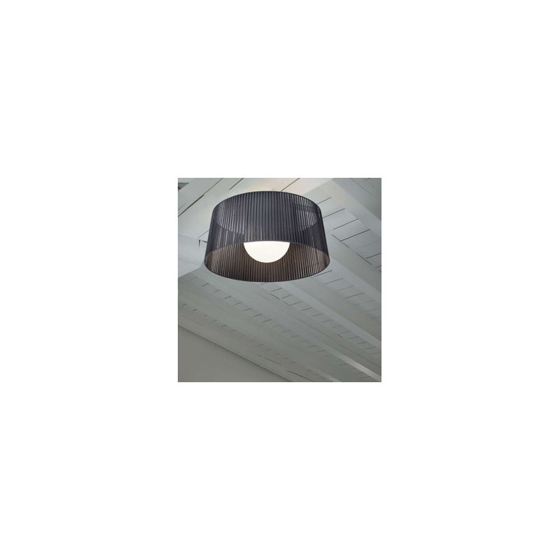 Plafonnier semi-encastré 1 lumière 31,5 po Ribbon, Nickel satiné, Noir
