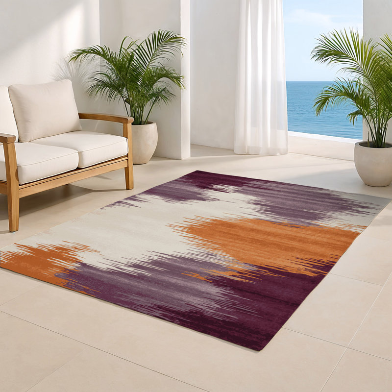 Tapis intérieur et extérieur brun Watercolor, Rectangle 4pi x 6 pi