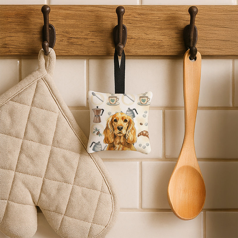 Ornement suspendu en tissu carré doré Golden English Cocker Spaniel, Épagneul cocker anglais doré