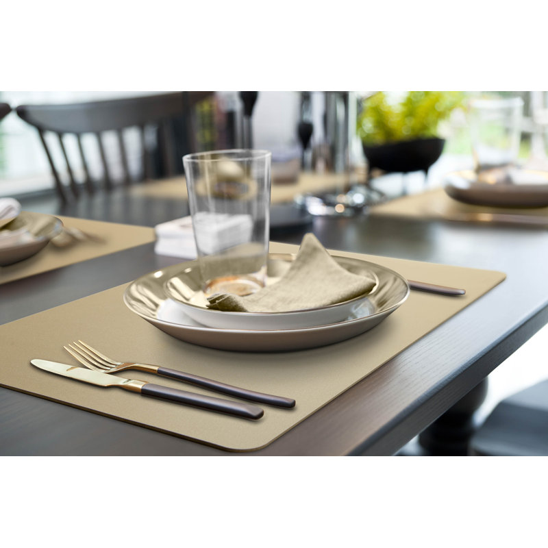 Faux Leather Rectangle Placemat, Solid Beige