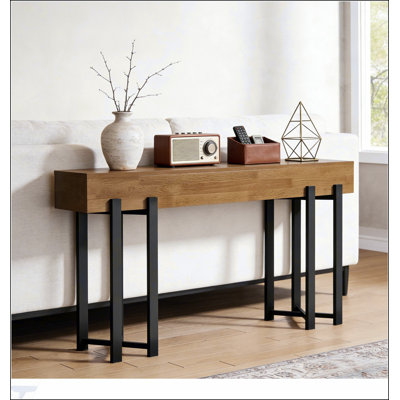 Rustic Industrial Console Table with Display Shelf, Perfect for Foyer and Hallway Decor, Combining Style and Functionality.