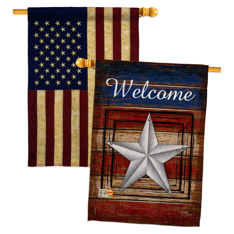 Drapeau de maison Welcome en polyester à 2 côtés 40 x 28 po Welcome