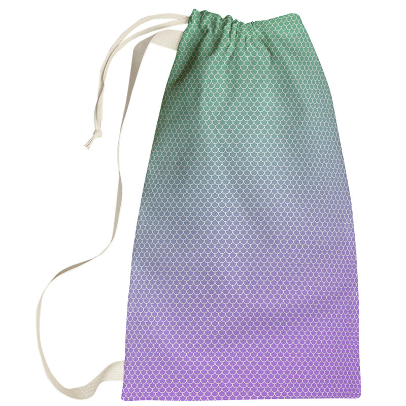 Kitterman Fabric Laundry Bag with Handles, Large (76.5" H x 29.5" W x 1.5" D), Purple/Green