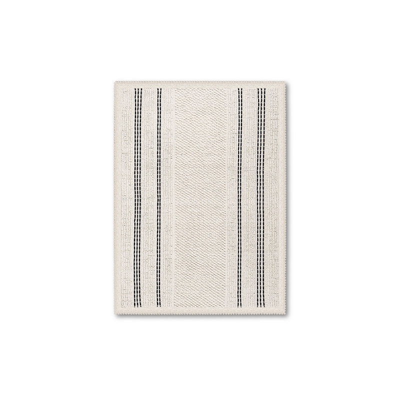 Porto Boho Style Soft Absorbent Turkish Cotton Bath Rugs, Ecru, 24" W x 40" L + 20" W x 24" L