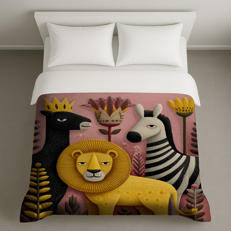 Housses de couette lion zèbre, Grand lit