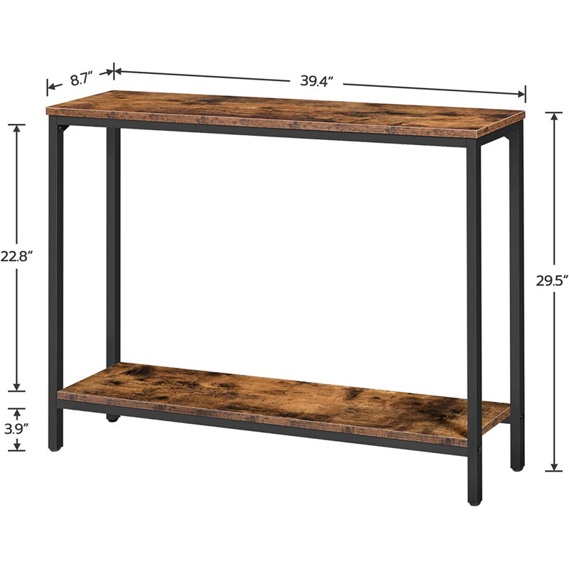 Kearria Console Table with Storage, Black, Rustic Brown, 29.5'' H x 47.2'' W x 7.9'' D