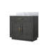 Meuble-lavabo simple en chêne noir l 36 po x P 22 po avec plateau en marbre de Carrare