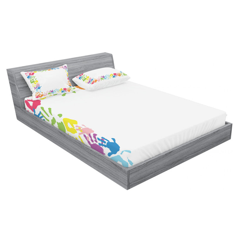 Microfiber Patterned Fitted Sheet, Queen Fitted Sheet with 2 Pillowcases