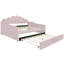 Upholstered Daybed With Shaped And Trundle In Pink - Materials, Comfortable Sleep Area Elegant Back Luxurious-1372615718