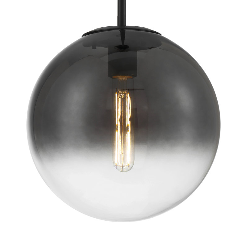 Luminaire suspendu en verre 9 po, Noir mat, Noir