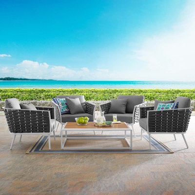 Modway Stance 5 Piece Outdoor Patio Aluminum Sectional Sofa Set