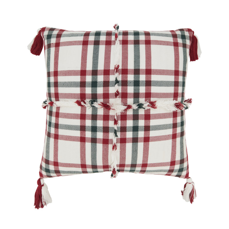 Housse de coussin d'extérieur à carreaux à pampilles