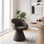 Chaise de salle à manger pivotante à 360 degrés avec pied conique, fauteuil d'appoint rembourré de forme cylindrique avec dossier en S-702862154