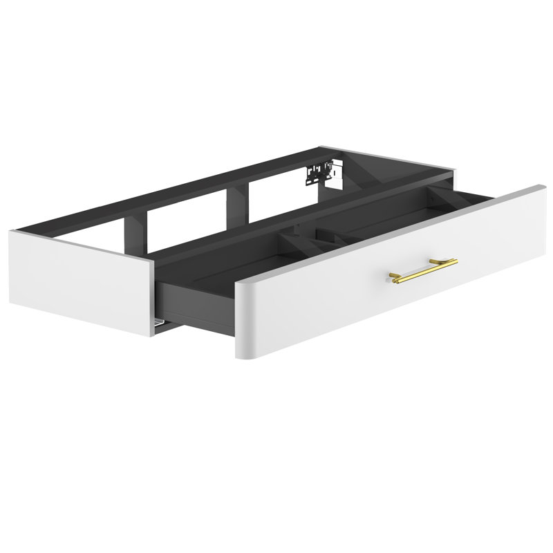 Ashat Bathroom Storage Cabinet, Pearl Grey Supermat/Gold