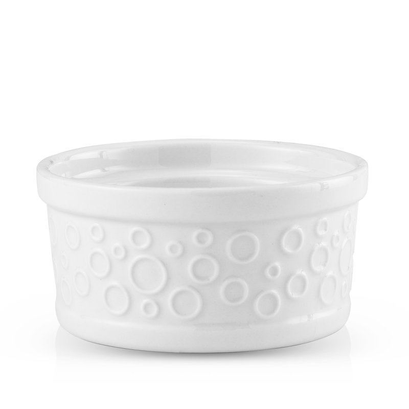 White Embossed Porcelain Ramekins Set of 4, 4 oz