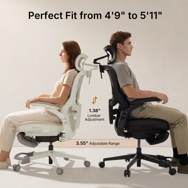 Chaise de bureau ergonomique noire Cablady, Noir