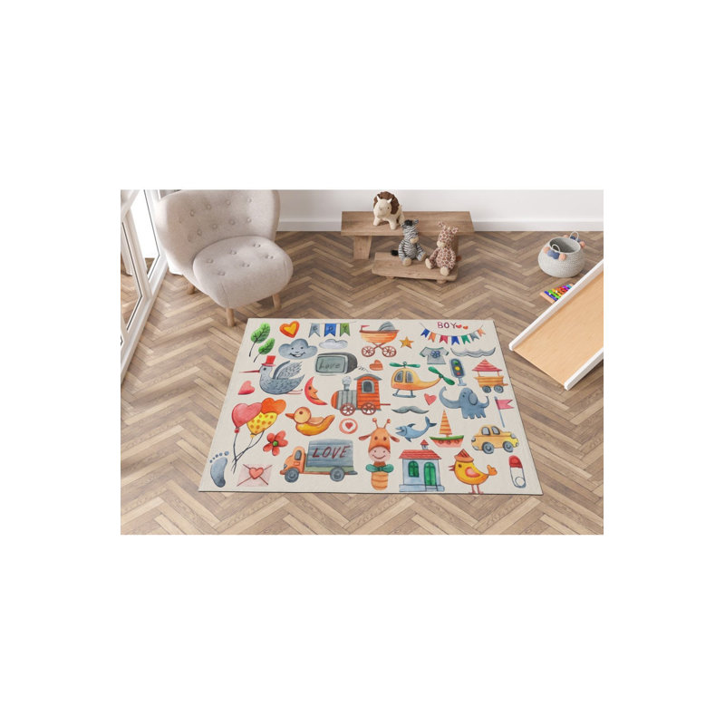 Toy Figure Kids Room Living Room Rug, Runner 3'3.37" x 6'6.74"