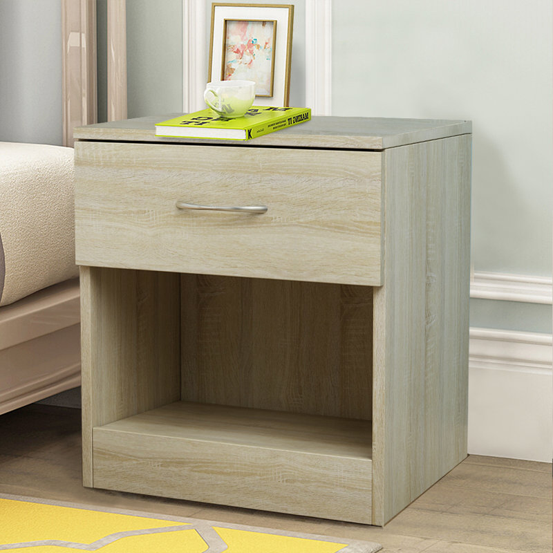 Delona 1 Drawer 40Cm W Chest of Drawers Nightstand Bedside Cabinet, Oak
