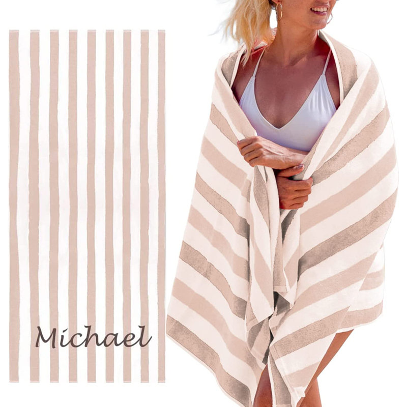 Ayomipo Cotton Beach Towel, Beige, Yes