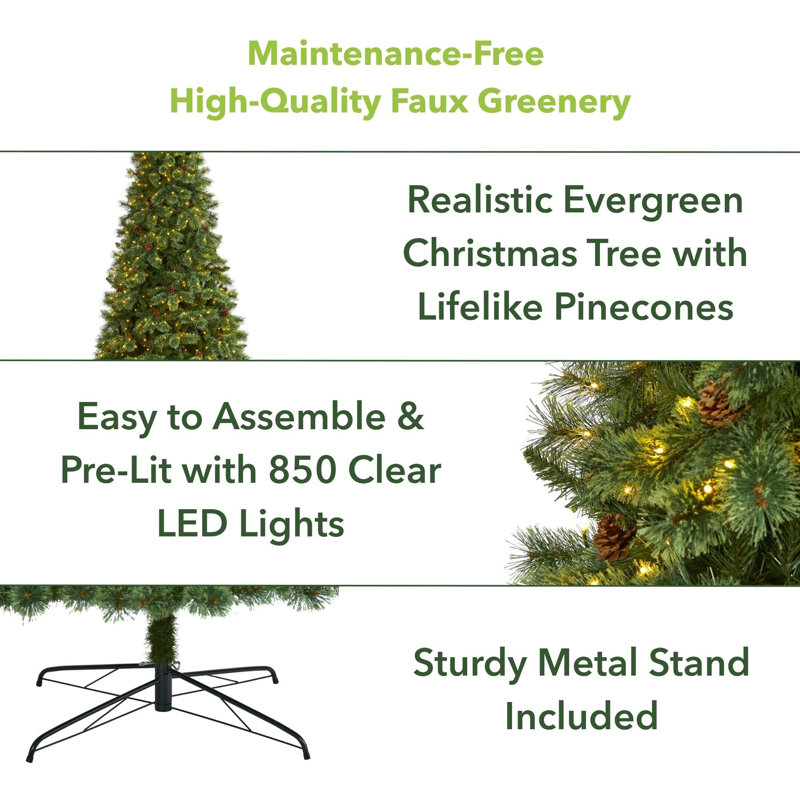 Lighted Artificial Christmas Tree, 10' H