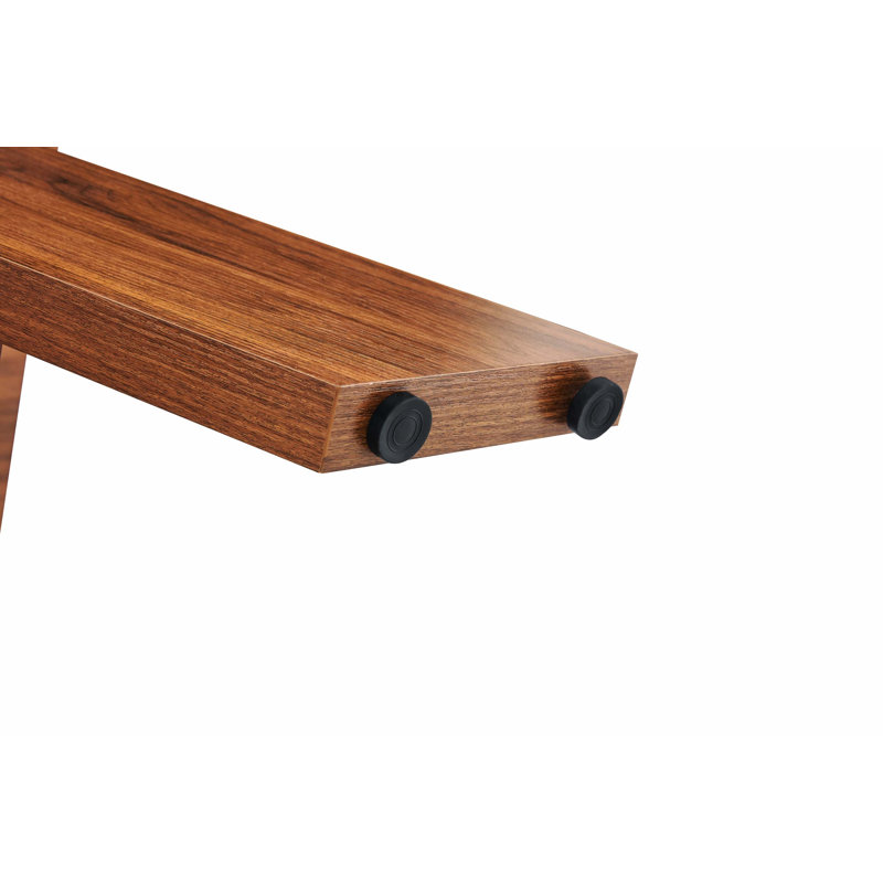 71"×31.5" Walnut Wood Grain MDF Spliced Rectangular Dining Table, Double Inclined Panel Legs, Modern Home Dinner Table For 6-8 People