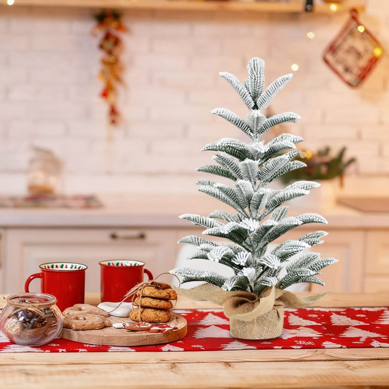 Arbre de Noël 50 cm avec base en toile de jute, petites décorations de Noël pour la maison, le bureau, le bureau ou les cadeaux