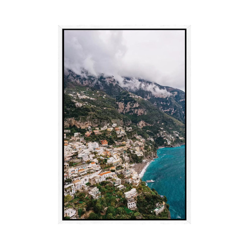 Stormy Positano II by Bethany Young - Print on Canvas, White Framed, 152.4cm H x 101.6cm W x 3.81cm D
