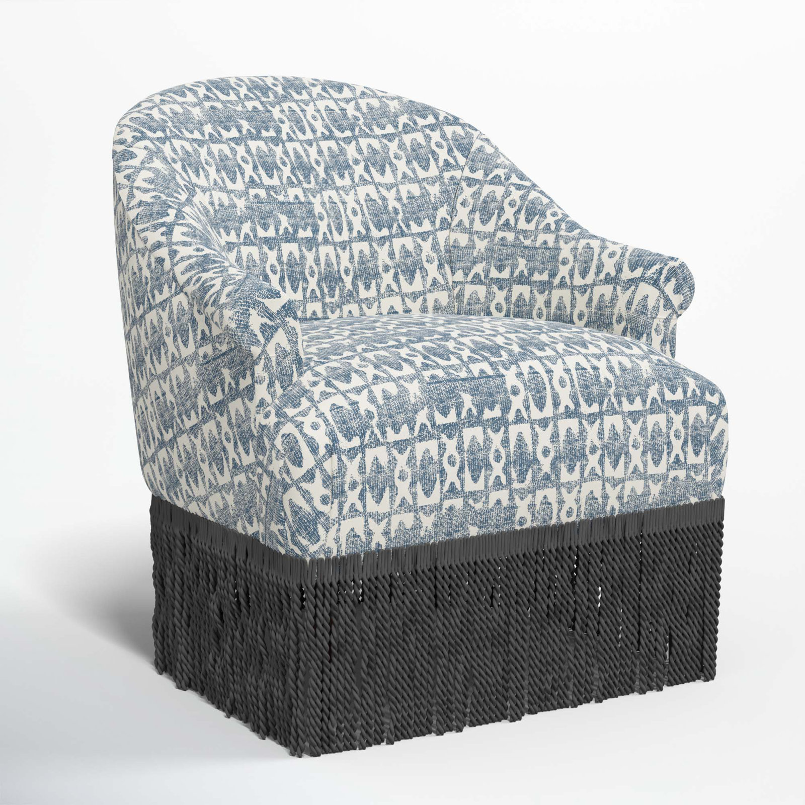 Callie Barrel Chair, Black, Texture Block Blue