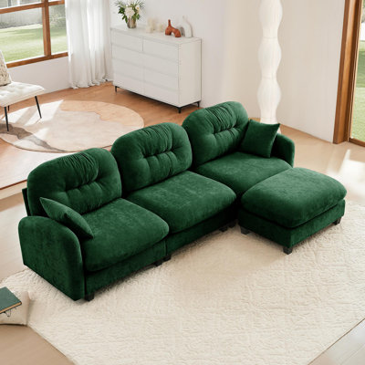 Canapé modulaire en L modulaire avec repose-pieds, tissu chenille de qualité supérieure, dossier capitonné, conception ergonomique facile à installer, convient aux chambres à coucher et aux salons de lecture