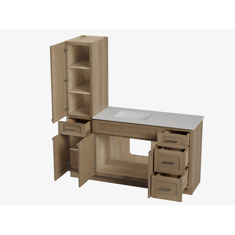 Meuble-lavabo simple Disar, Chêne naturel