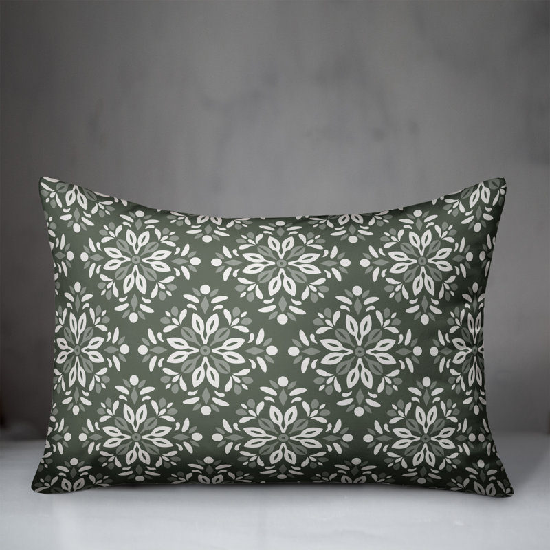 Medallion Outdoor Reversible Throw Pillow, H 14 po x l 20 po, Sauge