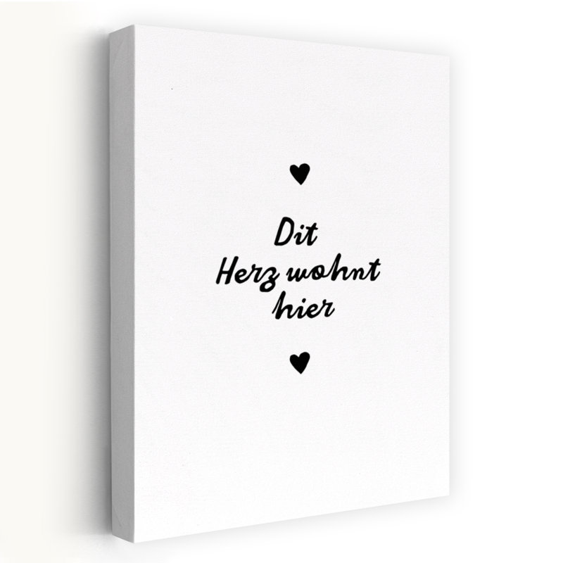 German Heart Home Quote Minimalist Romantic Architecture Wall Art Print 1 Piece Wrapped Canvas Wall Art