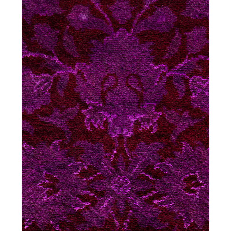 Overdyed Hand-Knotted Wool Modern-Contemporary Purple Runner 2' 7" x 7' 0"