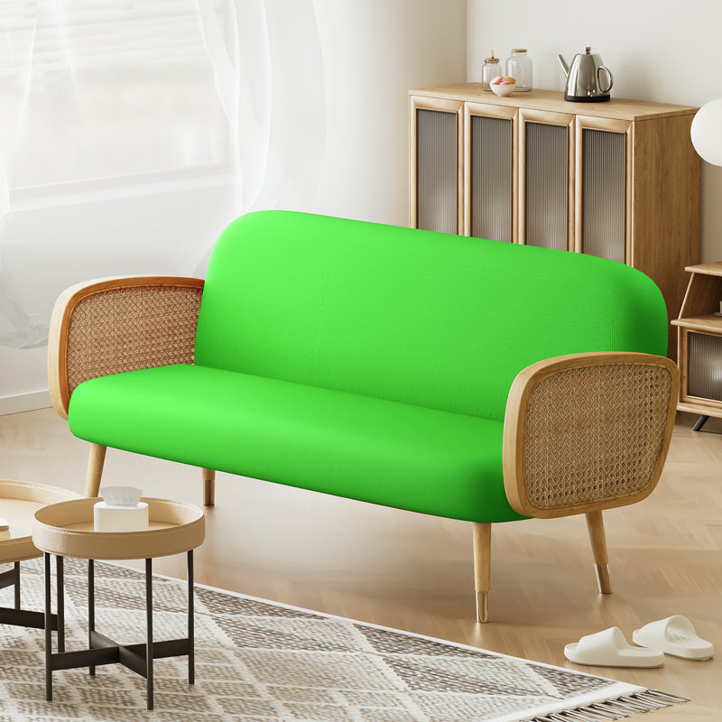 Housse pour canapé-lit réversible en tissu de polyester réversible avec fermeture à glissière 3 côtés, Grand, Lime