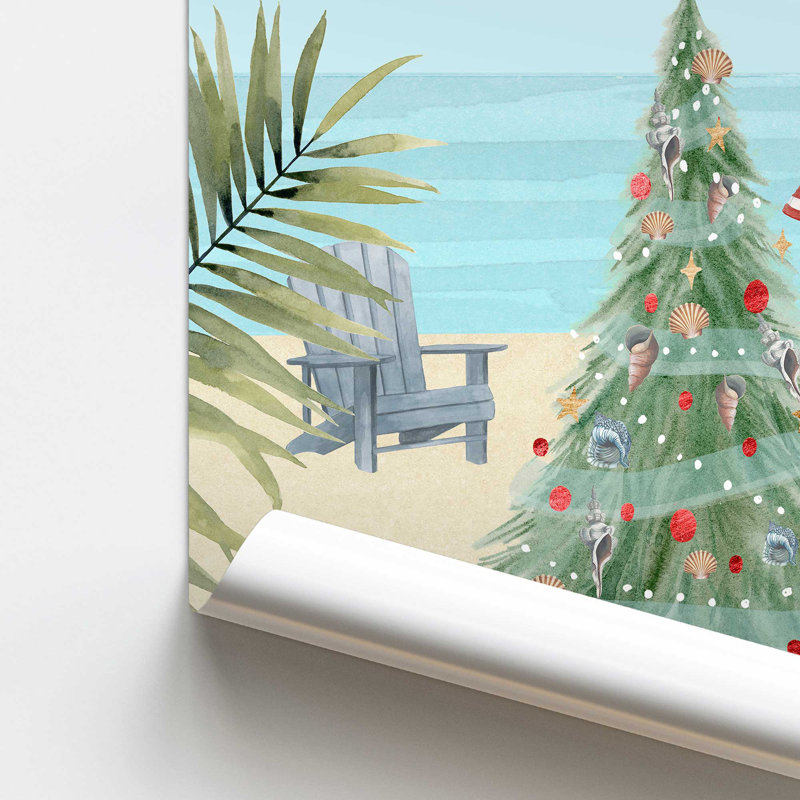 Imprimé Beachside Christmas II, H 11 po x l 14 po x P 0,1 po, Papier