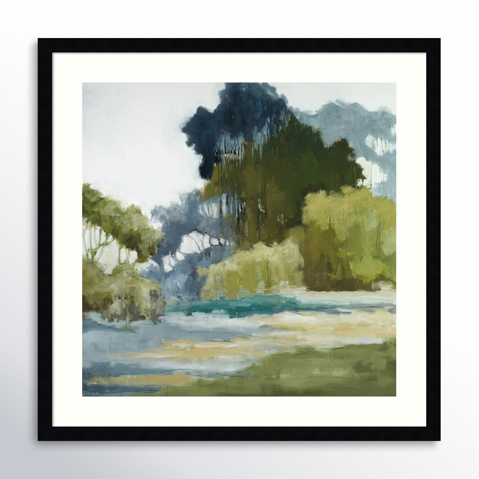 Bean Fileds Tall Trees by Jacqueline Ellens, Black Framed Paper, 19" H x 19" W