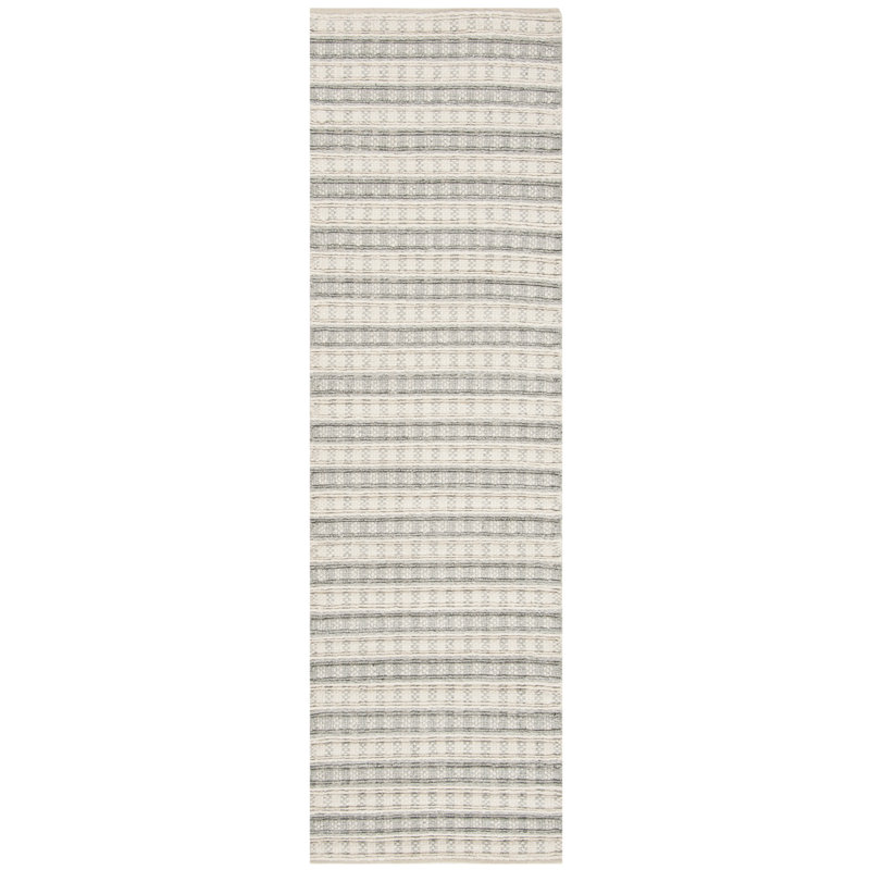 Russo Hand Woven Bamboo Silk Striped Rug, Runner 2'3" x 8'