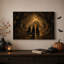 «Three Witches Walking to Lit Cottage In Golden», art mural sur toile-211998219