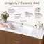 Meuble-lavabo de salle de bain de 122 cm avec lavabo en céramique intégrée, portes et tiroirs à fermeture amortie, meuble de rangement en kit.