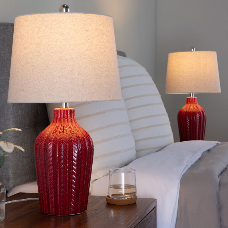 Lampe de table contemporaine en céramique - ensemble de 2, Rouge