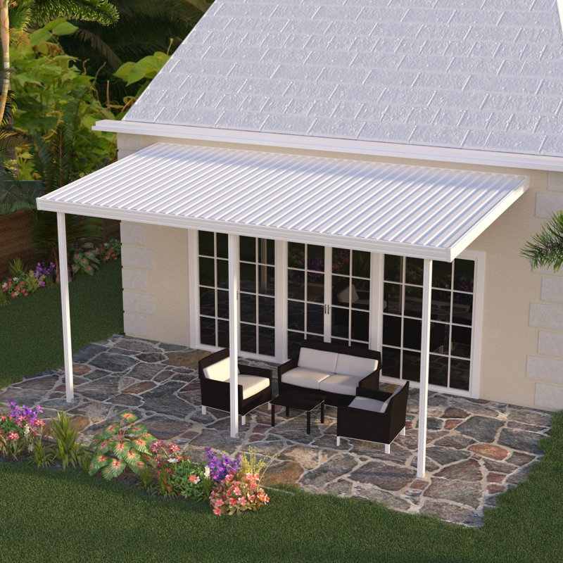 Auvent de patio en pente blanc, l 264 po x P 96 po