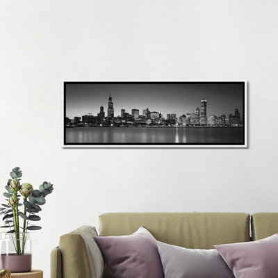 " Dusk, Skyline, Chicago, Illinois, USA BW "