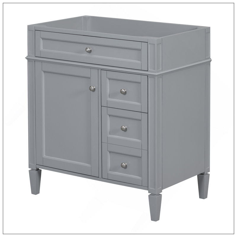 Meuble-lavabo de salle de bain de 30 po sans lavabo supérieur, armoire de rangement moderne avec 2 tiroirs et un tiroir rabattable (BASSIN INCLUS)