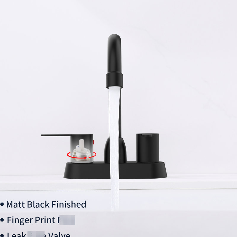 Robinet noir mat à 2 poignées pour salle de bain RV - Laiton massif pour la longévité et la durabilité, Matte Black
