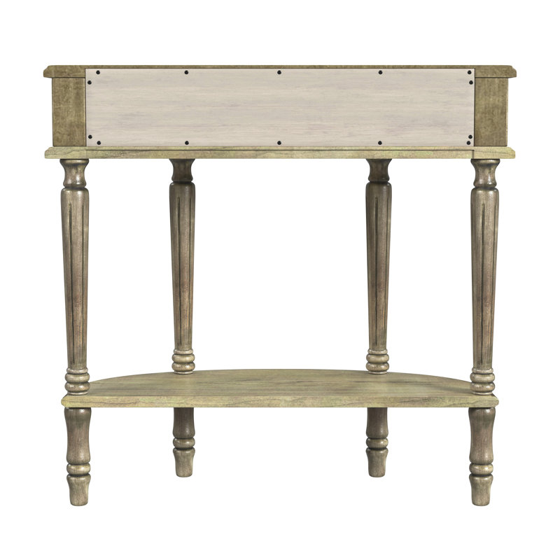 Mozart Demilune Console Table with Storage, Antique Beige