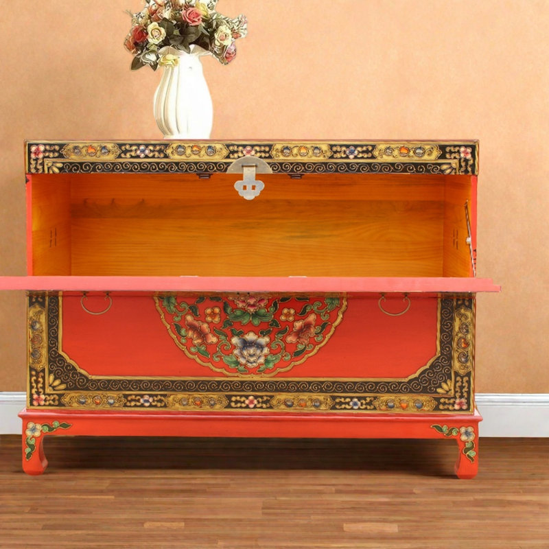 Extra L arge Retro Painted Distressed Accent Trunk