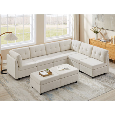 Canapé modulaire rembourré en chenille avec repose-pieds Chenille