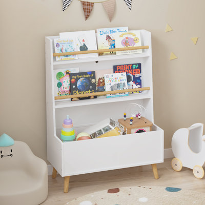 Bibliothèque pour enfants, porte-revues et livres, organisateur de livres, armoire de rangement pour jouets, blanc