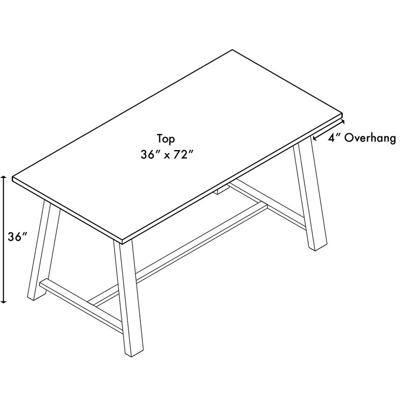 Midtown Solid Wood Breakroom Table, Teak, 36" H x 72" L x 36" W