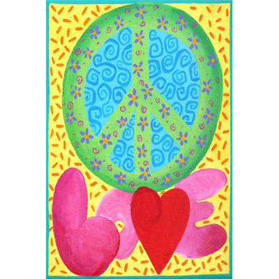 'Peace Love' Print on Wrapped Canvas